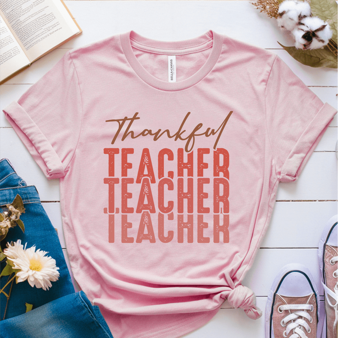 T-Shirt Pink / S Thankful Teacher Multiple Pink T-Shirt