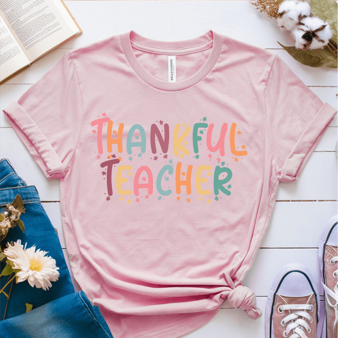 T-Shirt Pink / S Thankful Teacher Pastel Sparks T-Shirt