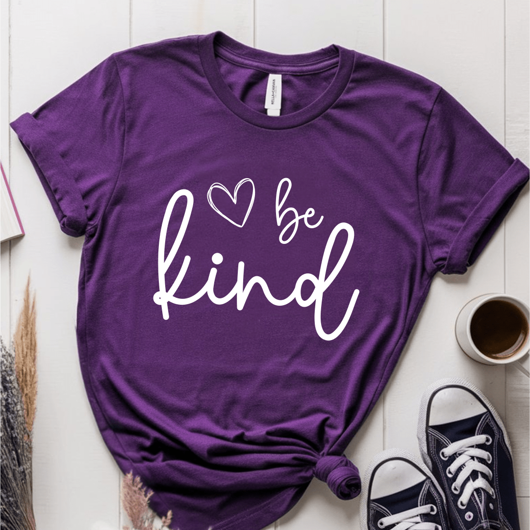 T-Shirt Purple / S Be Kind Heart Sketch T-Shirt