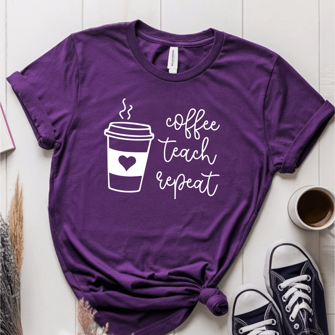 T-Shirt Purple / S Coffee Teach Repeat T-Shirt