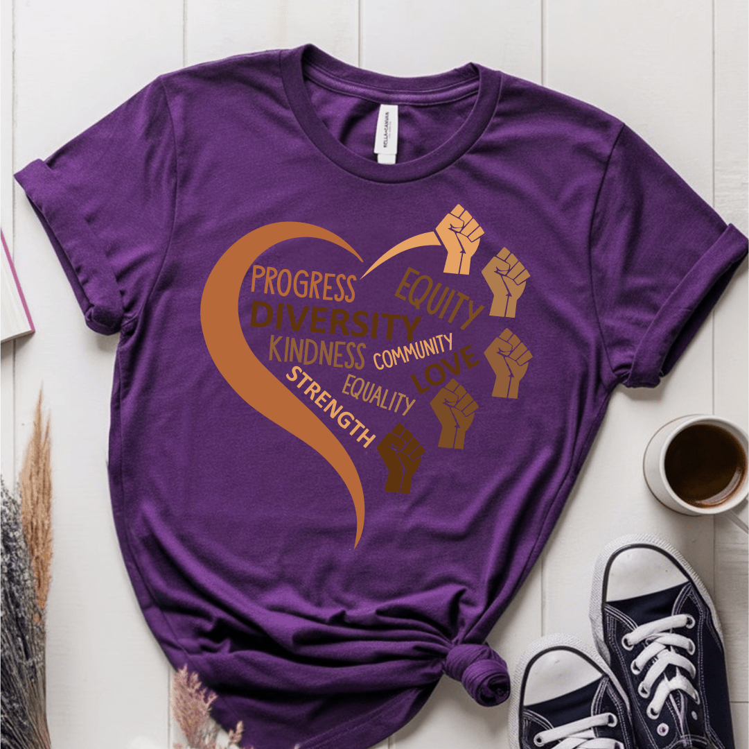 T-Shirt Purple / S Diversity Heart Skin Color T-Shirt