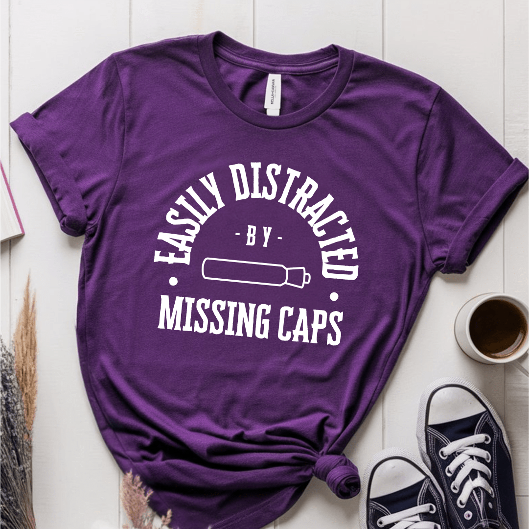 T-Shirt Purple / S Easily Distracted By Missing Caps T-Shirt