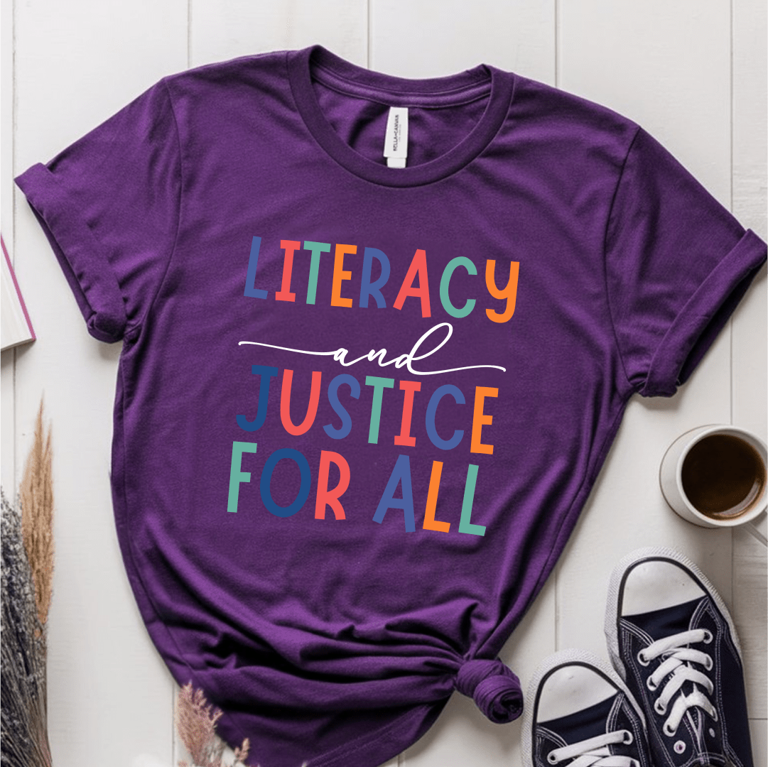 T-Shirt Purple / S Literacy and Justice For All T-Shirt