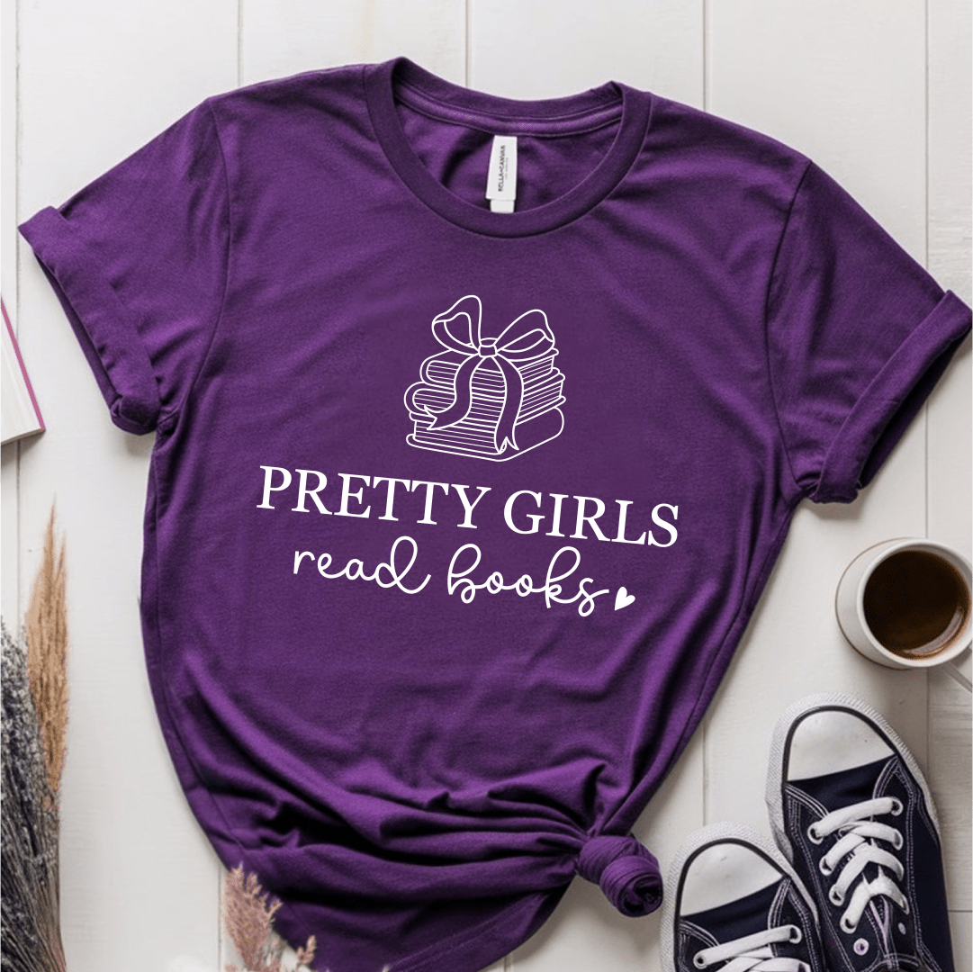 T-Shirt Purple / S Pretty Girls Read Books T-Shirt