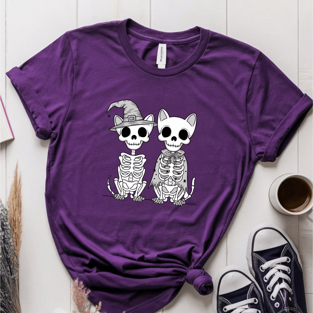 T-Shirt Purple / S Skeleton Cat Dog T-Shirt