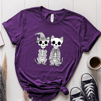 T-Shirt Purple / S Skeleton Cat Dog T-Shirt