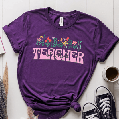 T-Shirt Purple / S Teacher Assistant Flowers T-Shirt