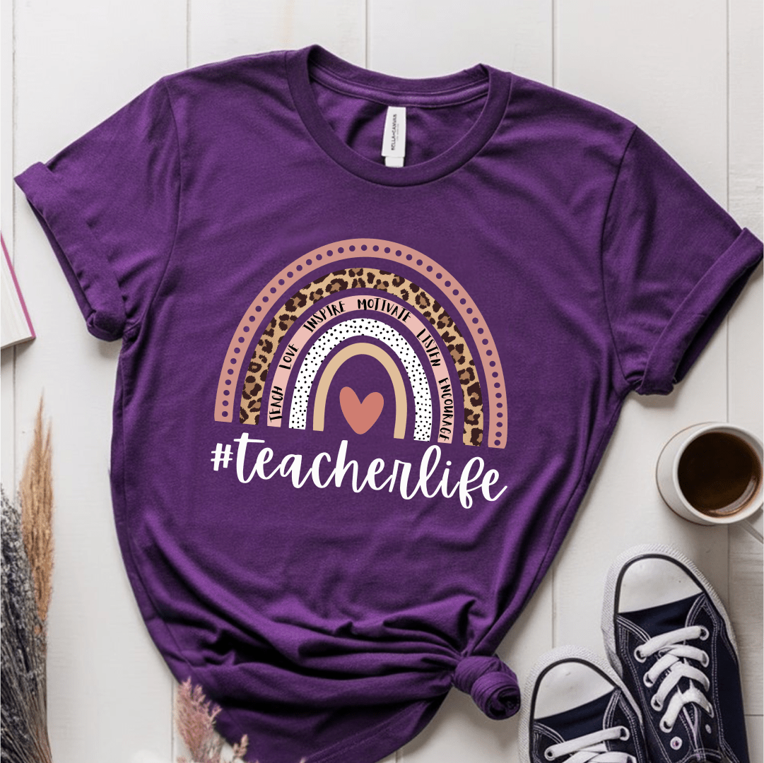 T-Shirt Purple / S Teacher Life Rainbow T-Shirt