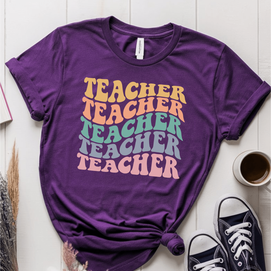 T-Shirt Purple / S Teacher Wavy T-Shirt