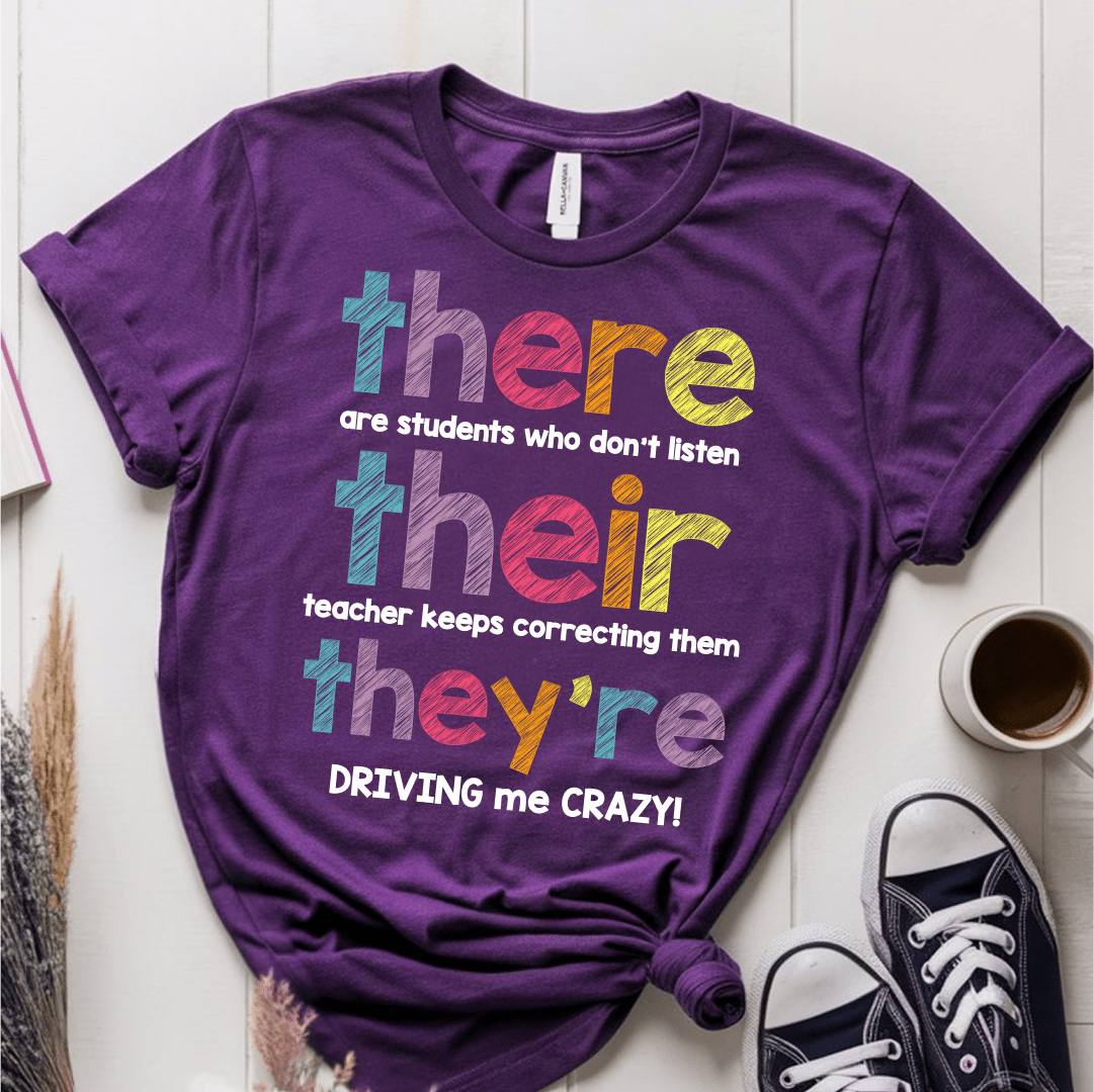 T-Shirt Purple / S There Their They're T-Shirt