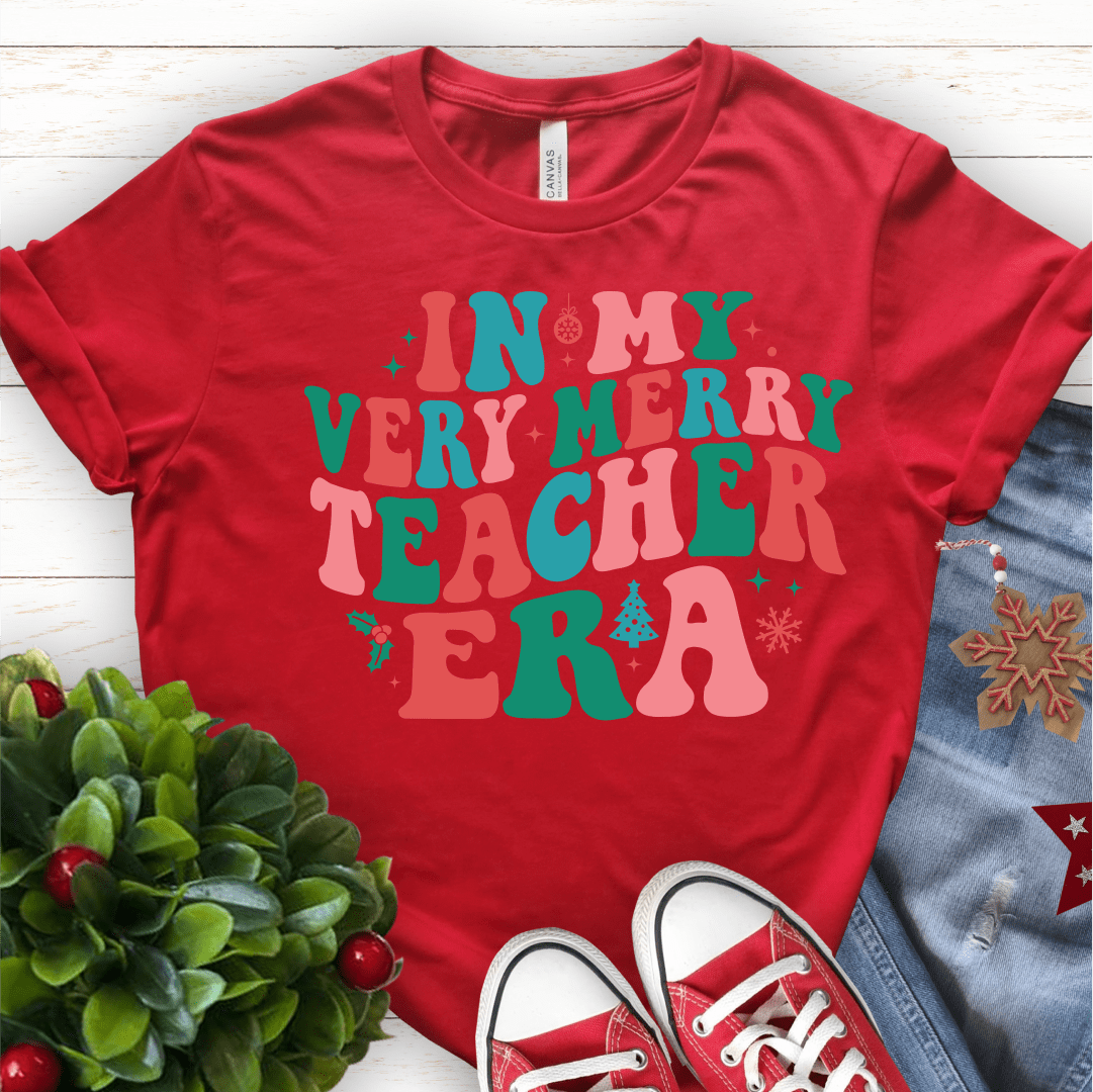 T-Shirt Red / S 334 In My Very Merry Teacher Era T-Shirt