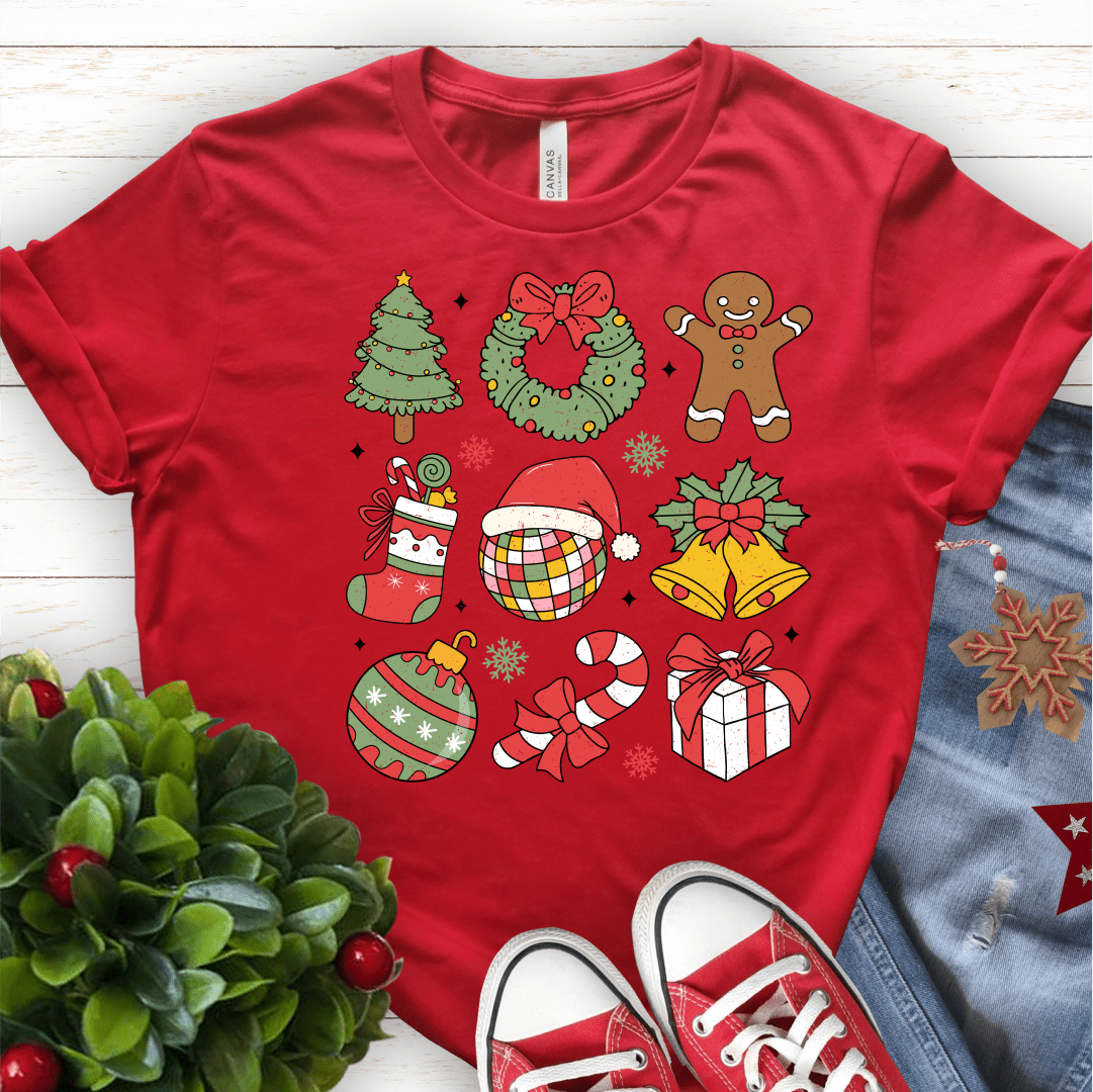 T-Shirt Red / S Christmas Icons Distressed T-Shirt