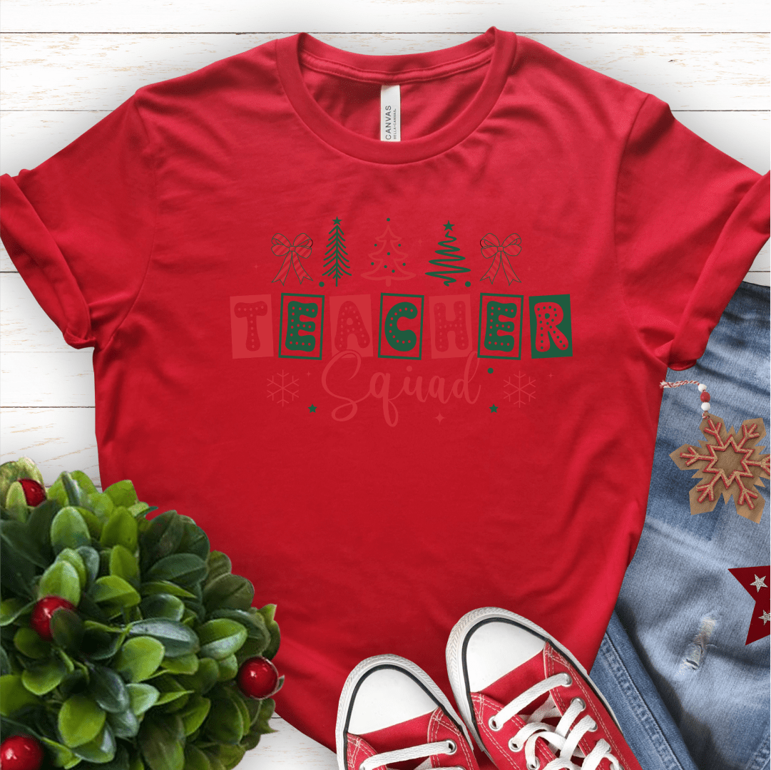 T-Shirt Red / S Teacher Squad Red Green Boxes T-Shirt