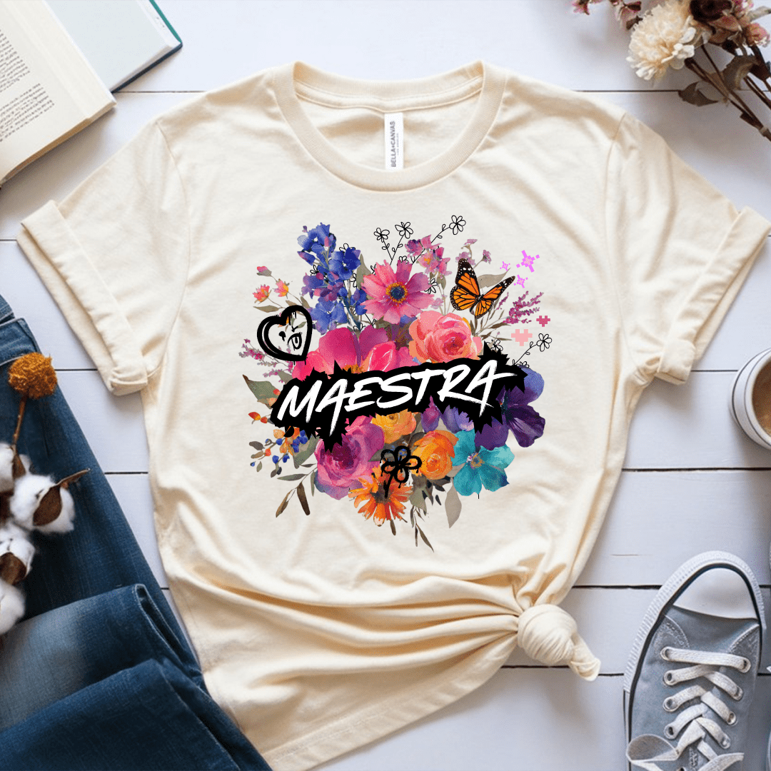 T-Shirt Soft Cream / S Maestra Watercolor Flowers Mixed Art T-Shirt