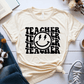 T-Shirt Soft Cream / S Teacher Wavy Groovy Text Lightning Smile T-Shirt