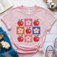 T-Shirt Soft Pink / S Apple Flower Textured Checkerboard Cute Teacher T-Shirt