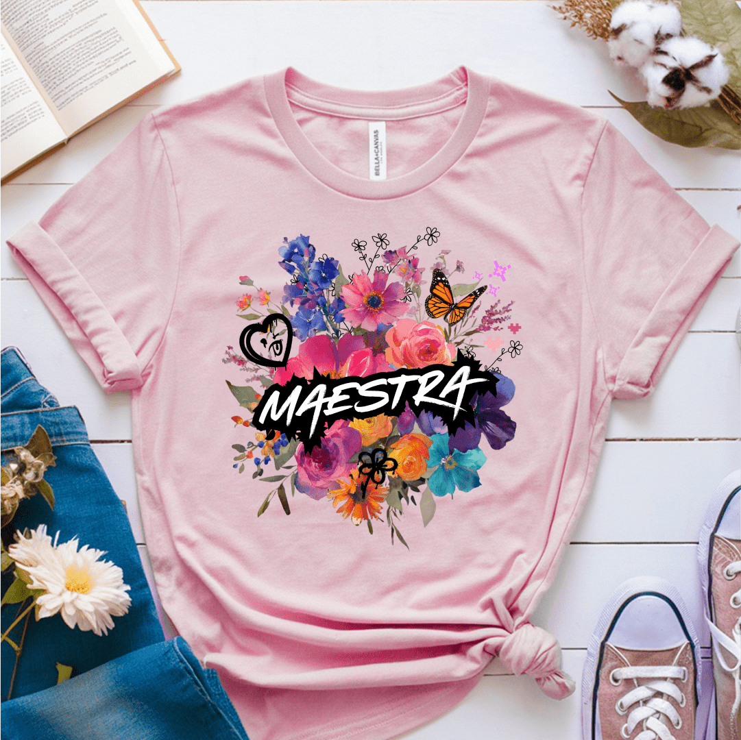 T-Shirt Soft Pink / S Maestra Watercolor Flowers Mixed Art T-Shirt