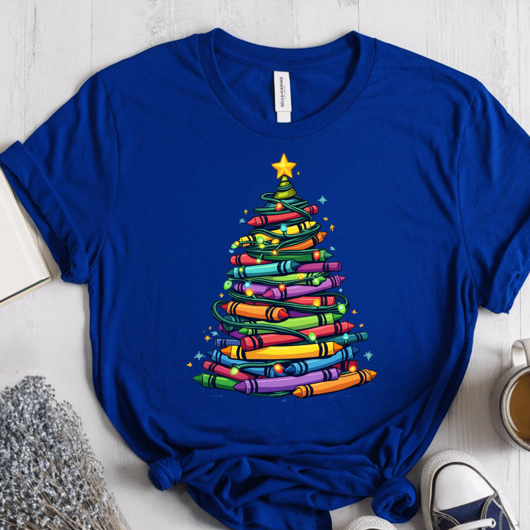 T-Shirt True Royal / S Christmas Tree Crayons T-Shirt