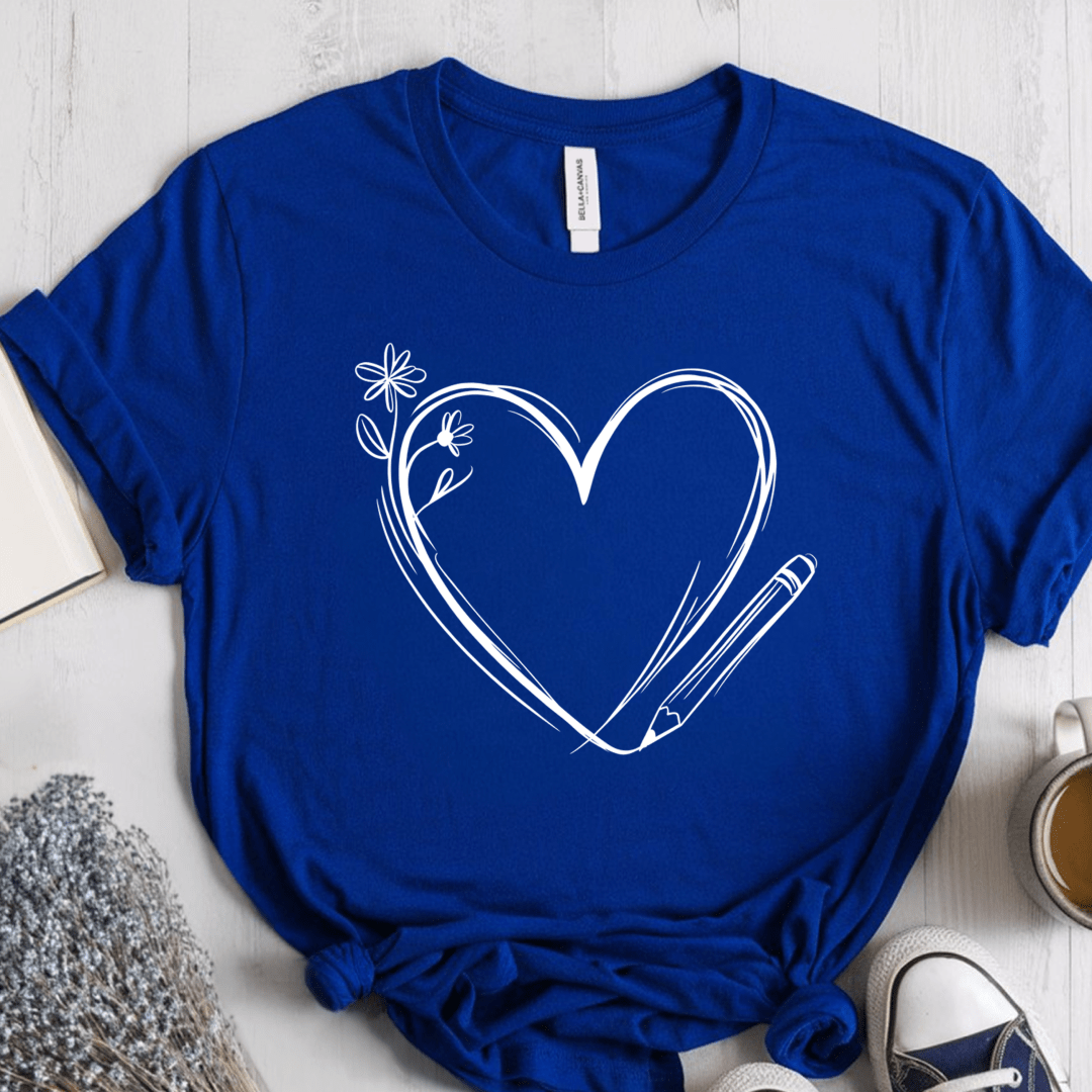 T-Shirt True Royal / S Heart Pencil Sketch T-Shirt