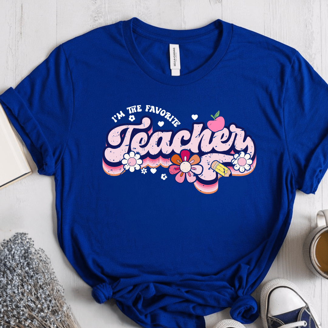 T-Shirt True Royal / S Im The Favorite Teacher (pink flowers) T-Shirt