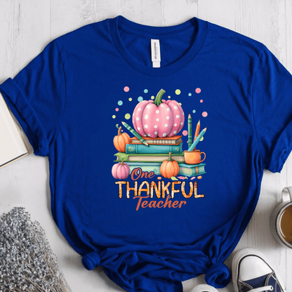 T-Shirt True Royal / S One Thankful Teacher Polka Dot T-Shirt