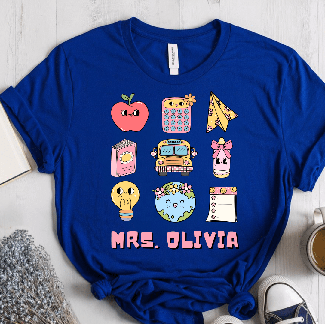 T-Shirt True Royal / S Personalized Name Cute Pastel Stickers T-Shirt