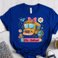 T-Shirt True Royal / S Personalized Name School Bus Cute Icon Pencil T-Shirt