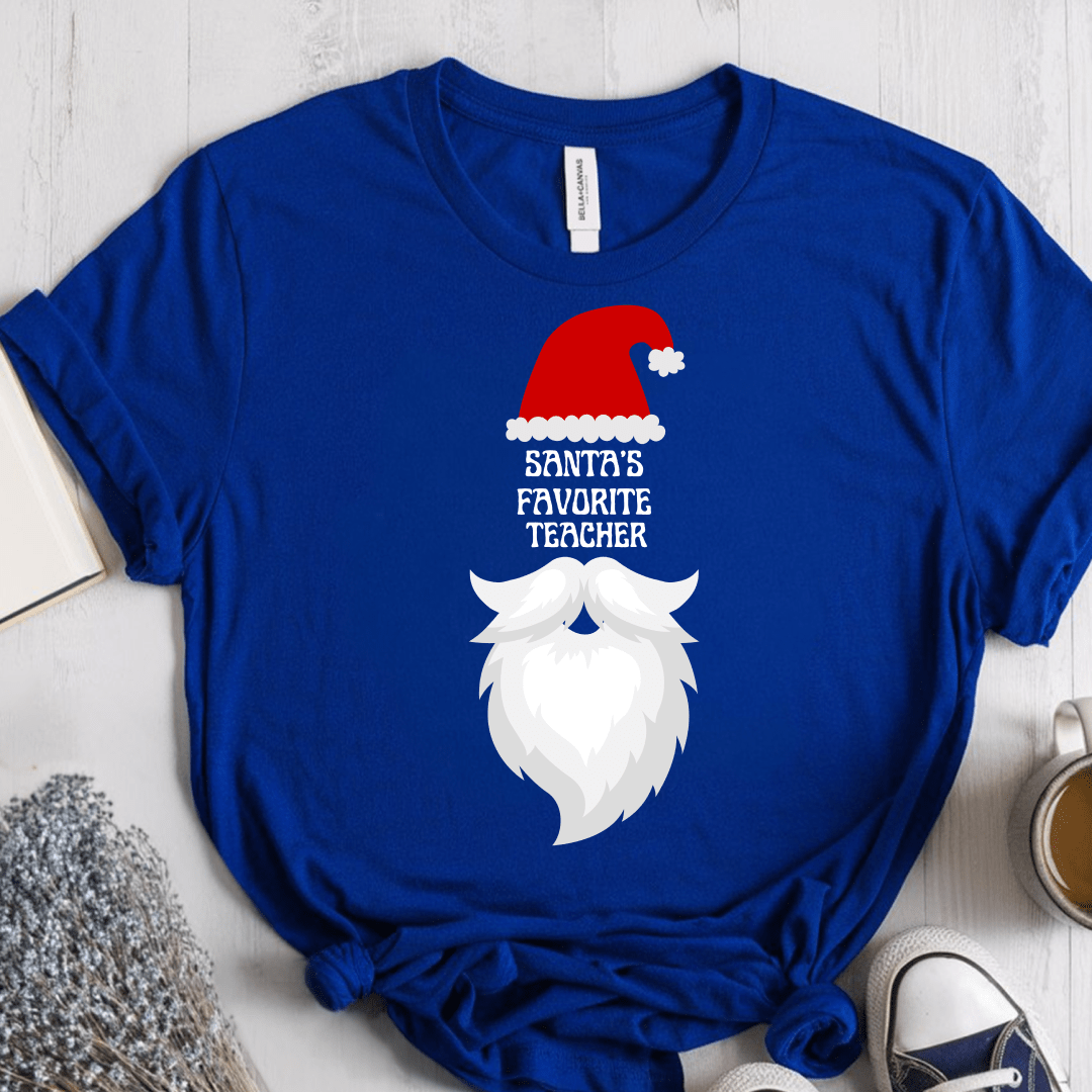 T-Shirt True Royal / S Santa's Favorite Teacher (hat beard) T-Shirt