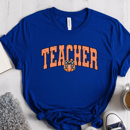 T-Shirt True Royal / S Teacher Pumpkin Retro Vintage T-Shirt