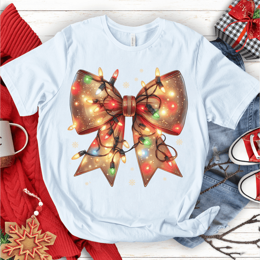 T-Shirt White / S Bow Christmas Light T-Shirt