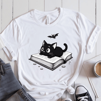 T-Shirt White / S Cat Book Bat T-Shirt