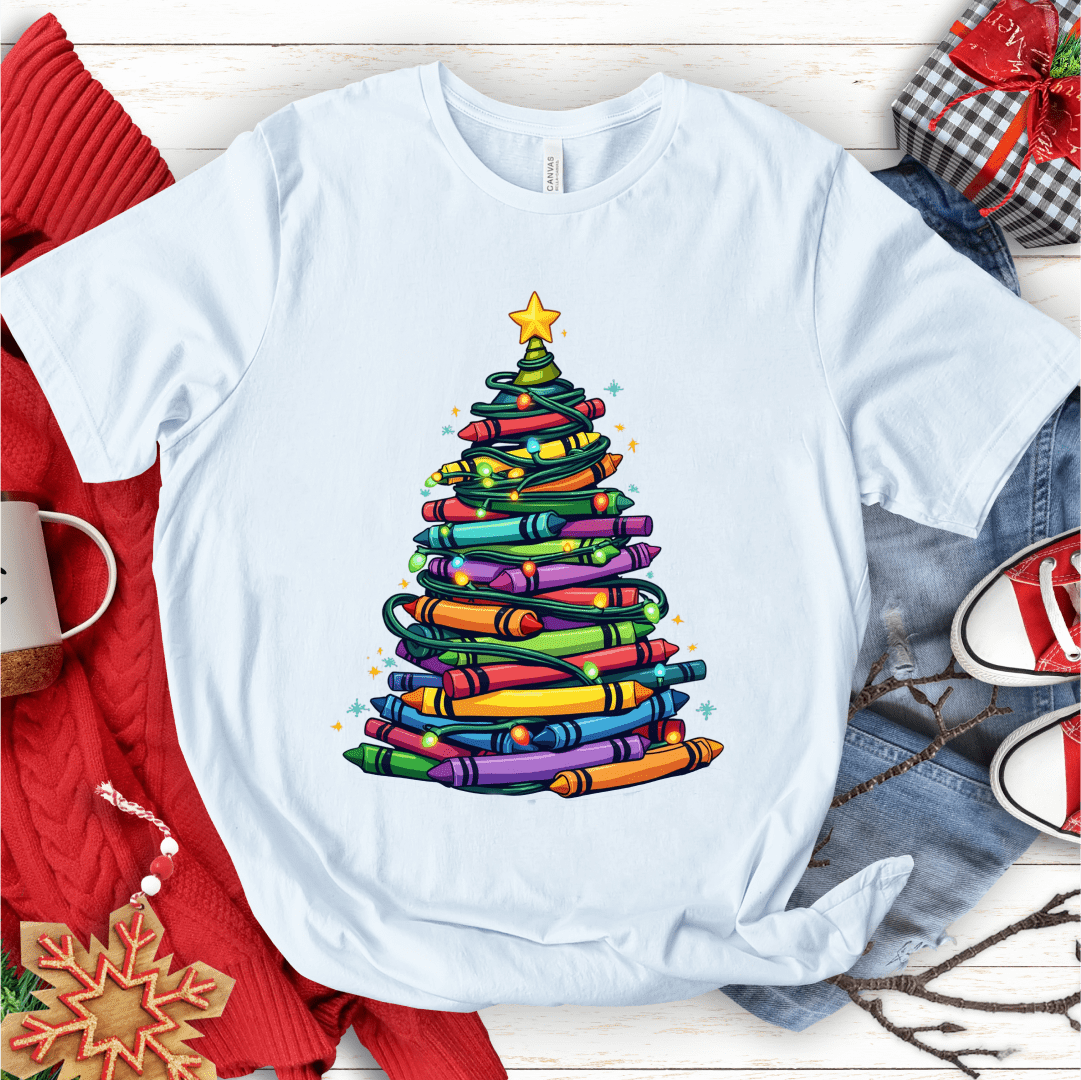 T-Shirt White / S Christmas Tree Crayons T-Shirt