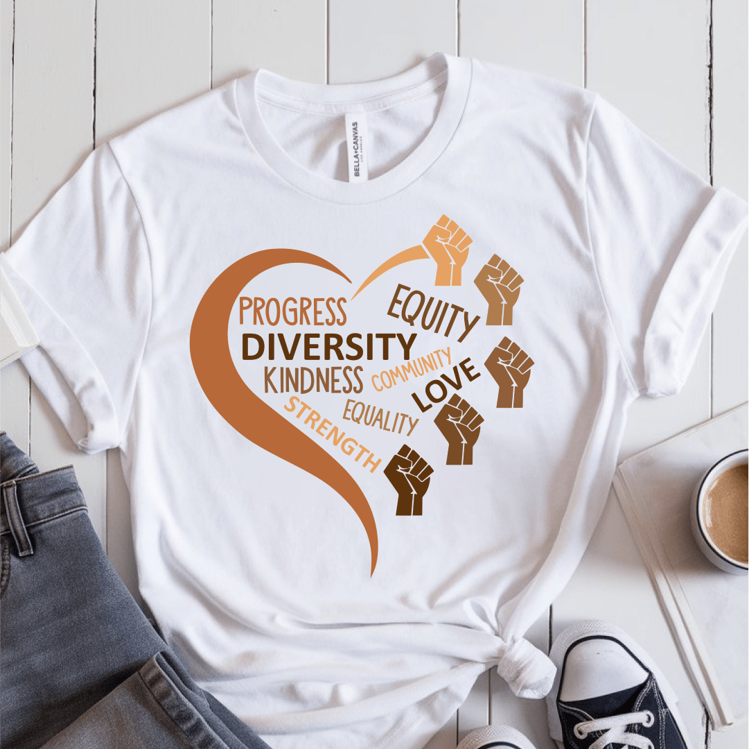 T-Shirt White / S Diversity Heart Skin Color T-Shirt