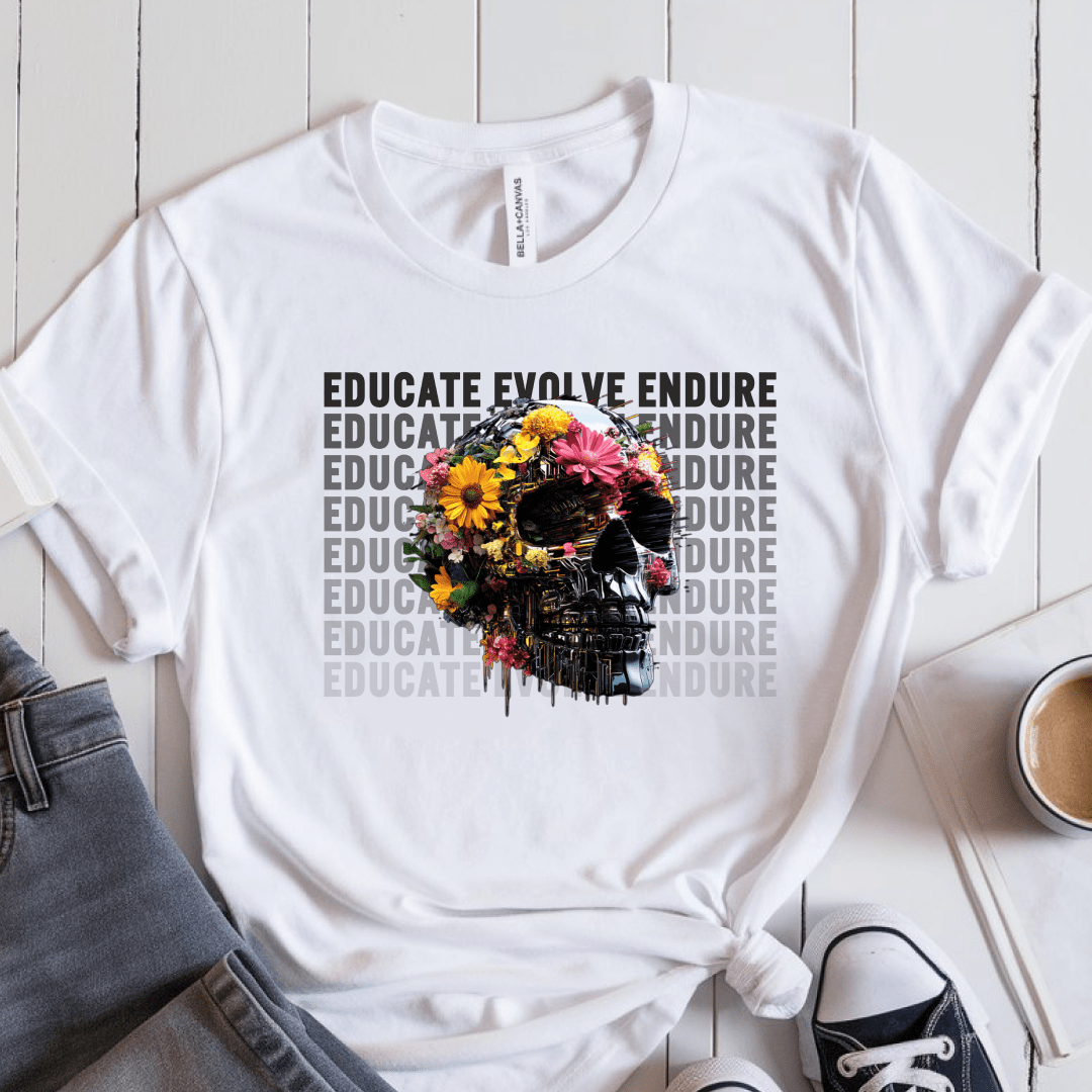 T-Shirt White / S Educate Evolve Endure T-Shirt