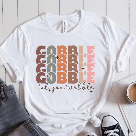 T-Shirt White / S Gobble Gobble Til You Wobble Pastel Multiple