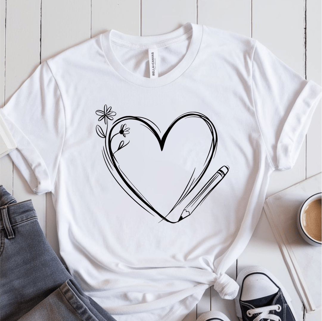 T-Shirt White / S Heart Pencil Sketch T-Shirt