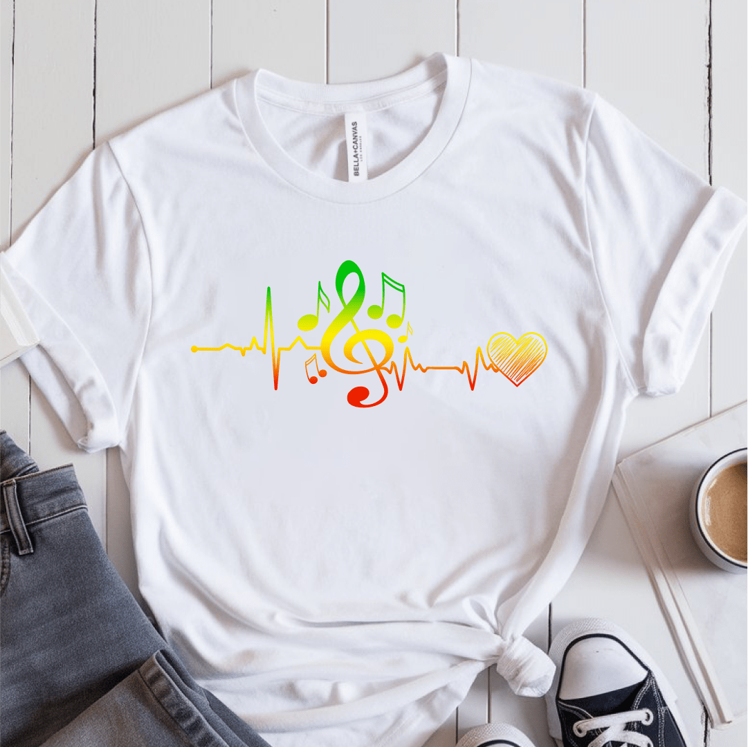 T-Shirt White / S Heartbeat Musical Notes T-Shirt