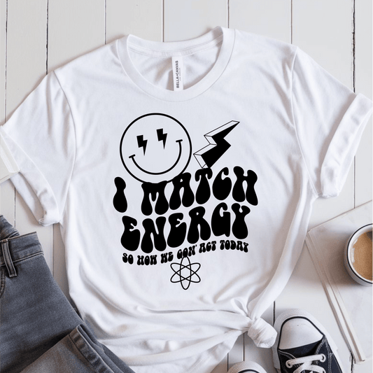 T-Shirt White / S I Match Energy (Happy Face Wavy) T-Shirt