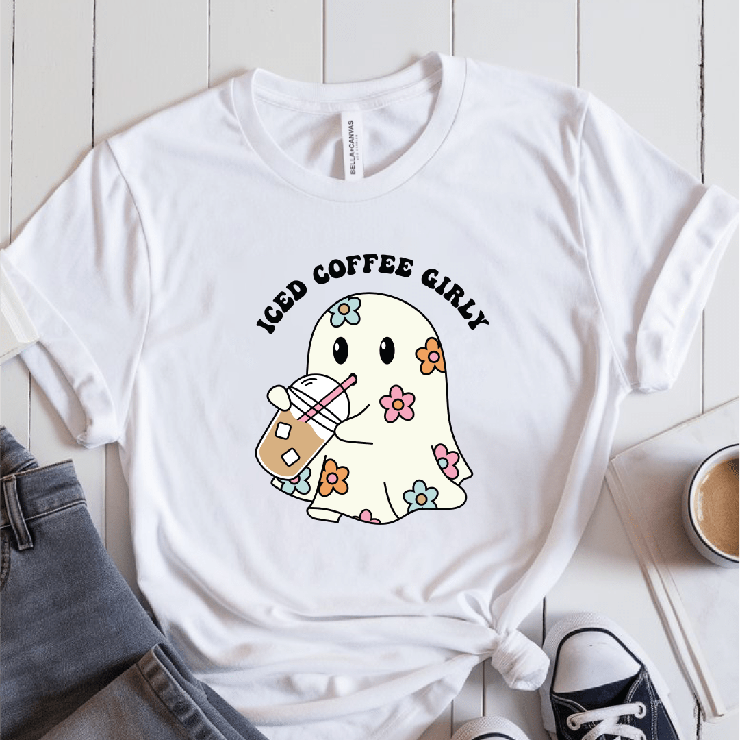 T-Shirt White / S Iced Coffee Girly Ghost T-Shirt