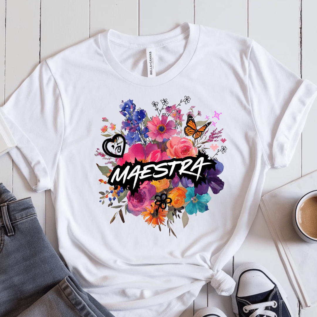 T-Shirt White / S Maestra Watercolor Flowers Mixed Art T-Shirt