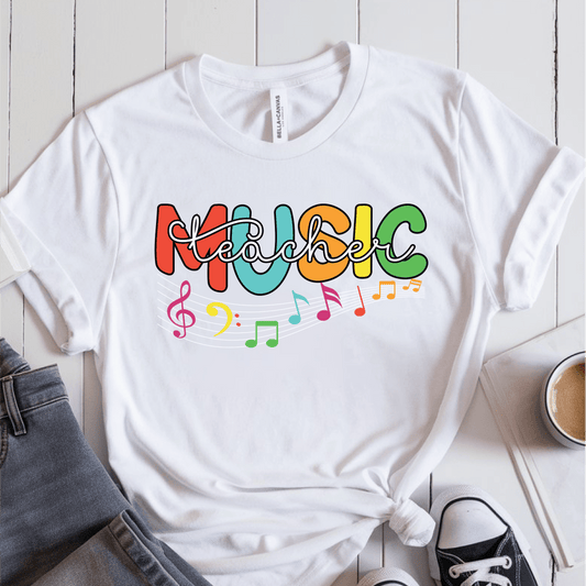 T-Shirt White / S Music Teacher Colorful T-Shirt