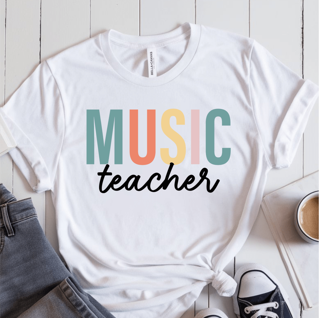 T-Shirt White / S Music Teacher Pastel Block T-Shirt