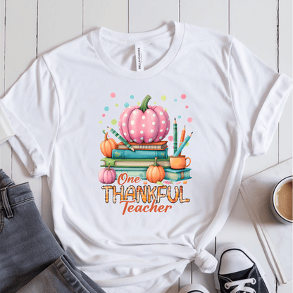 T-Shirt White / S One Thankful Teacher Polka Dot T-Shirt