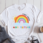 T-Shirt White / S Personalized Name Grade Rainbow Sun Colorful T-Shirt