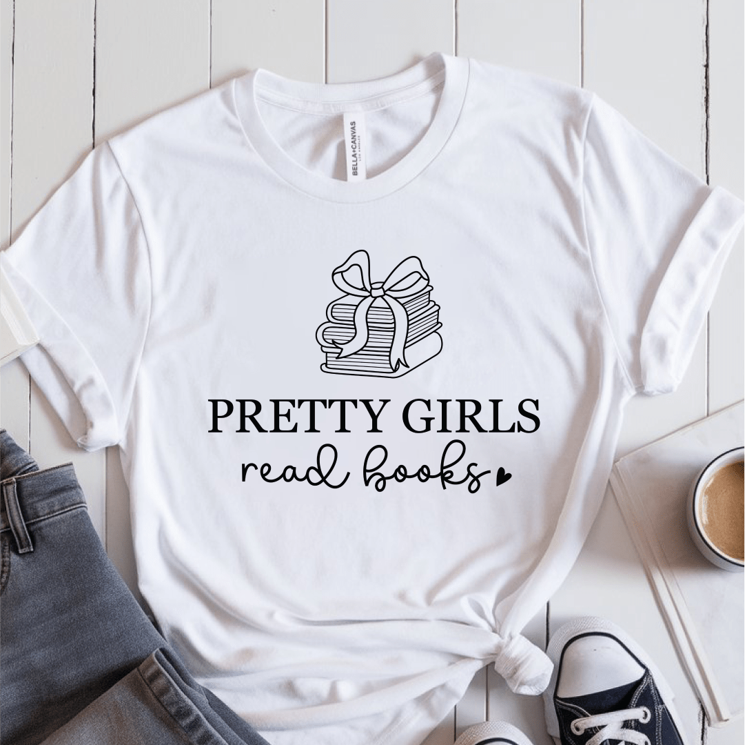 T-Shirt White / S Pretty Girls Read Books T-Shirt