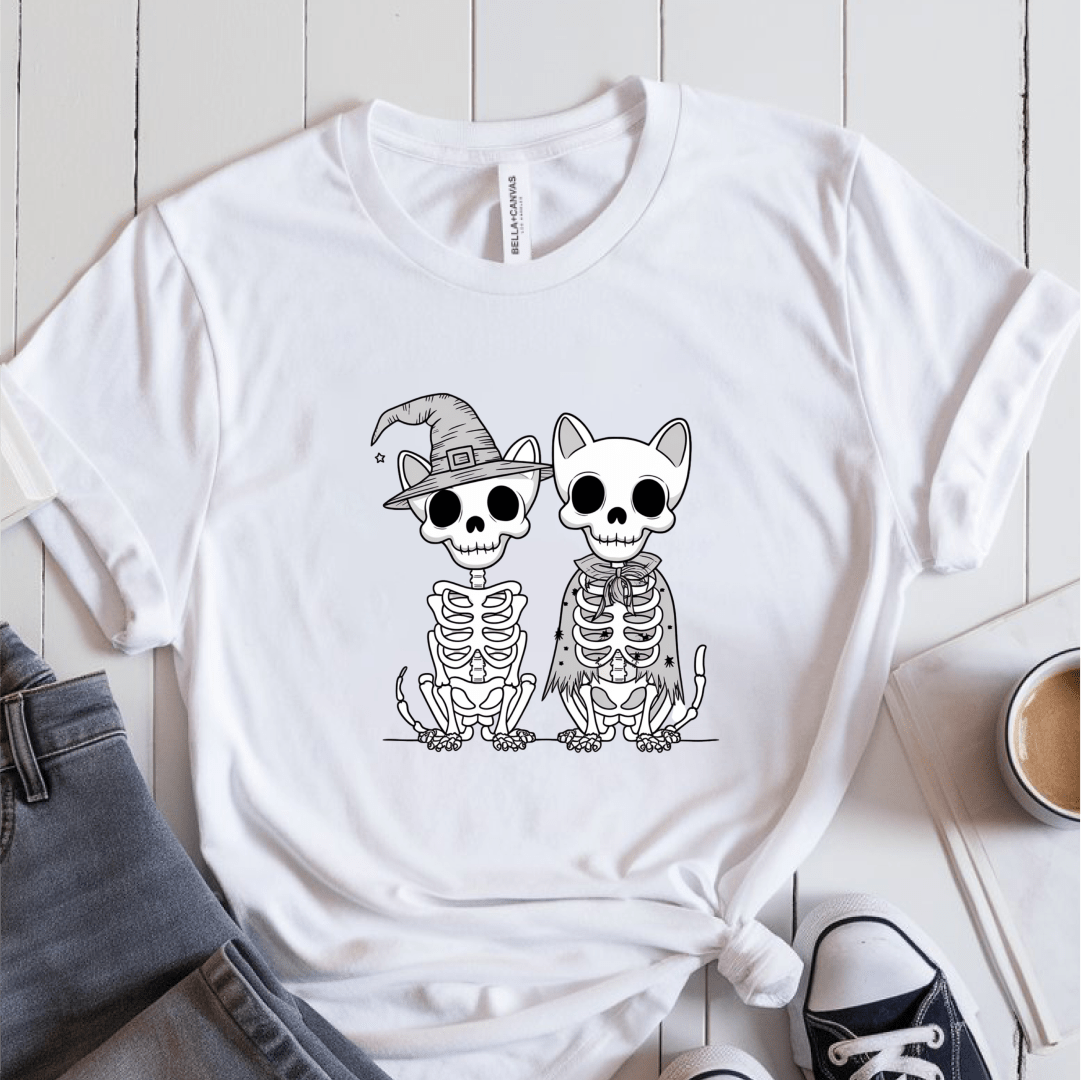 T-Shirt White / S Skeleton Cat Dog T-Shirt