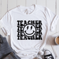 T-Shirt White / S Teacher Wavy Groovy Text Lightning Smile T-Shirt