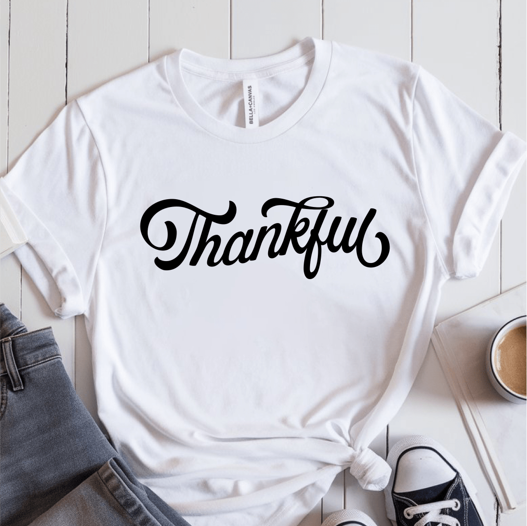 T-Shirt White / S Thankful Cursive T-Shirt