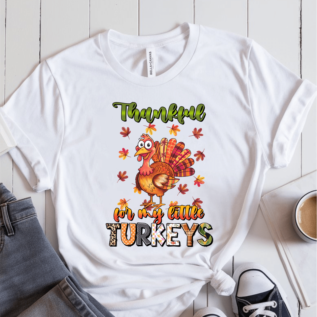 Thankful For My Little Turkeys Multiple Pattern/Color T-Shirt