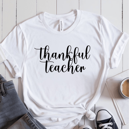 T-Shirt White / S Thankful Teacher Cursive T-Shirt